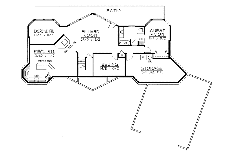 Home Plan - Floor Plan - Lower Floor for European House Plan #1037-39 - 2 bed, 2.5 bath