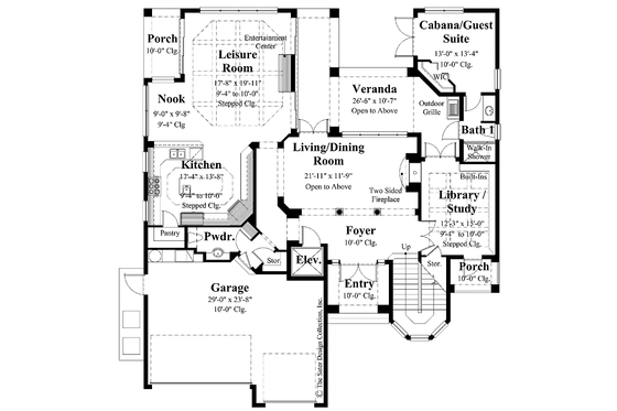 Floor Plan - Main Floor for Mediterranean House Plan #930-284 - 5 bed, 5.5 bath