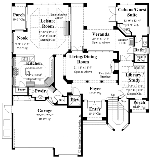 Architectural House Design - Mediterranean Floor Plan - Main Floor Plan #930-284