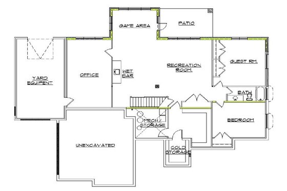 Floor Plan - Lower Floor for Traditional House Plan #5-275 - 4 bed, 3.5 bath