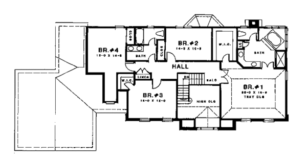 Home Plan - Classical Floor Plan - Upper Floor Plan #1001-129