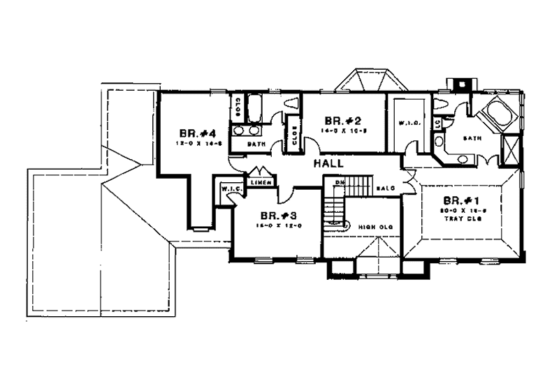 Home Plan - Floor Plan - Upper Floor for Classical House Plan #1001-129 - 4 bed, 2.5 bath