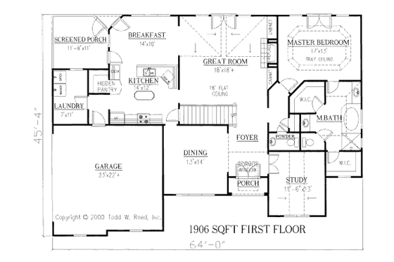 Floor Plan - Main Floor for Traditional House Plan #437-2 - 3 bed, 2.5 bath