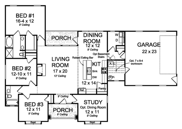 Architectural House Design - Ranch Floor Plan - Main Floor Plan #513-2157