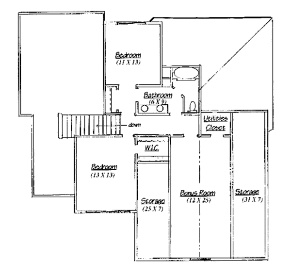 Home Plan - Traditional Floor Plan - Upper Floor Plan #945-40