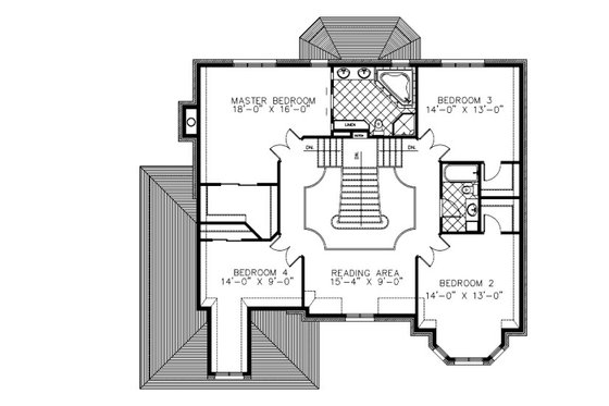 Floor Plan - Upper Floor for European House Plan #138-330 - 4 bed, 2.5 bath