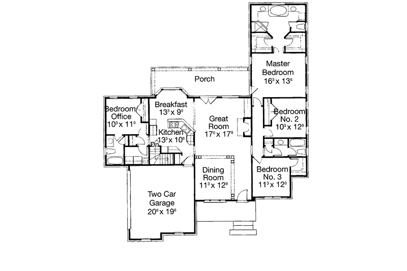 Home Plan - Floor Plan - Main Floor for Country House Plan #429-221 - 3 bed, 3 bath