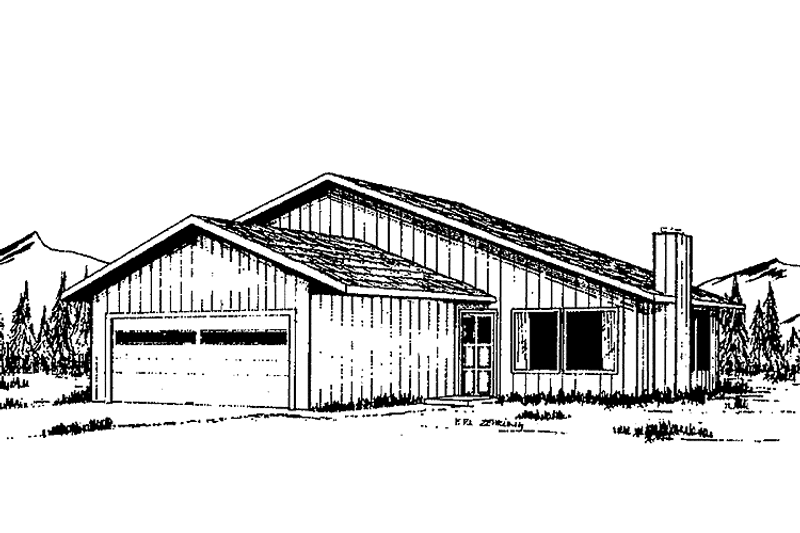 Dream House Plan - Exterior - Front Elevation 3 for Contemporary House Plan #60-675 - 3 bed, 2 bath