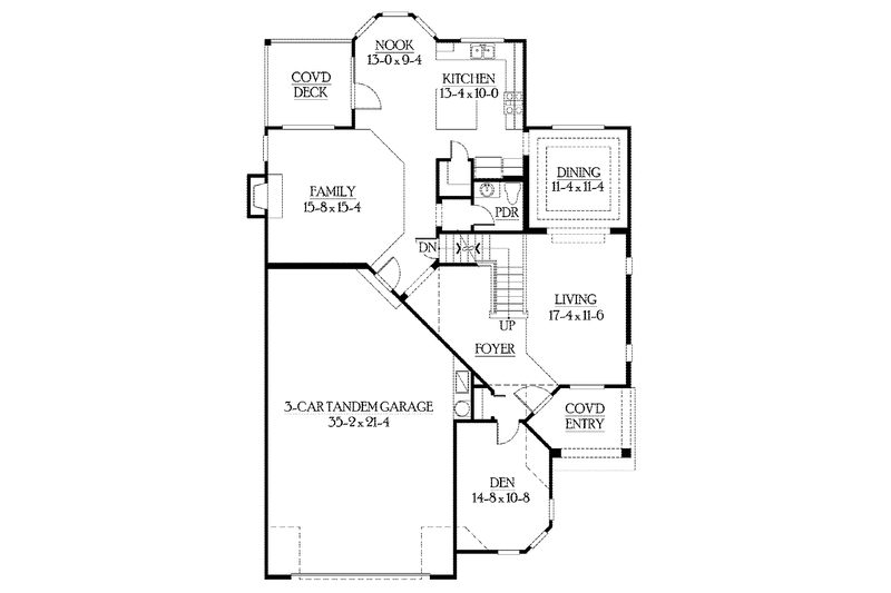 Architectural House Design - Floor Plan - Main Floor for Craftsman House Plan #132-371 - 5 bed, 3.5 bath