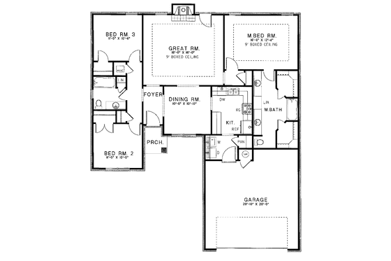 Floor Plan - Main Floor for Ranch House Plan #17-3261 - 3 bed, 2 bath
