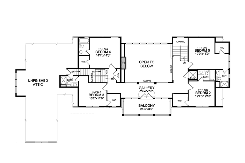 Architectural House Design - Floor Plan - Upper Floor for Traditional House Plan #314-295 - 6 bed, 7.5 bath