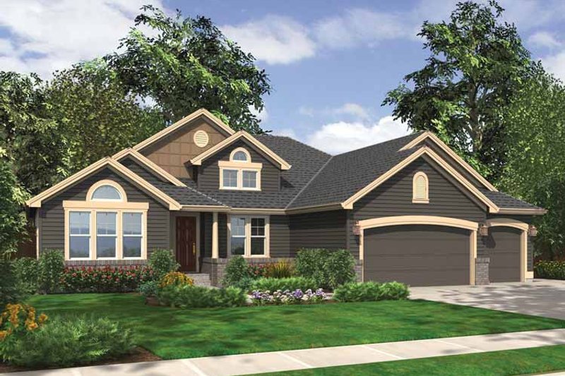 Home Plan - Exterior - Front Elevation 3 for Ranch House Plan #132-544 - 3 bed, 3 bath