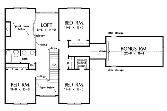 Floor Plan - Upper Floor for Farmhouse House Plan #929-297 - 4 bed, 2.5 bath