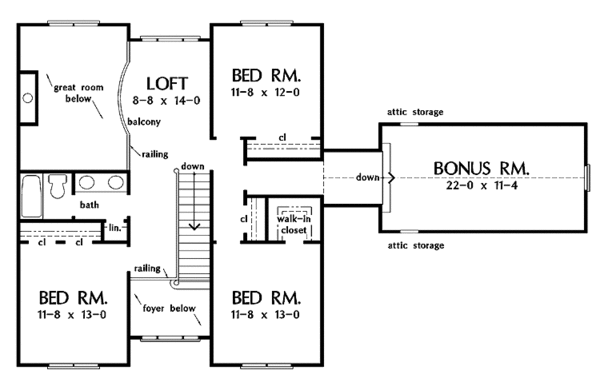 Farmhouse Floor Plan - Upper Floor Plan #929-297