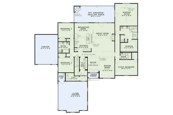 Floor Plan - Main Floor for European House Plan #17-3387 - 4 bed, 3 bath