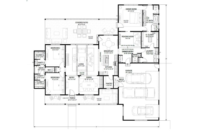 Home Plan - Floor Plan - Main Floor for Modern House Plan #1069-45 - 3 bed, 2.5 bath