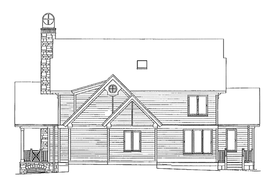 Exterior - Rear Elevation for Country House Plan #929-327 - 3 bed, 2.5 bath