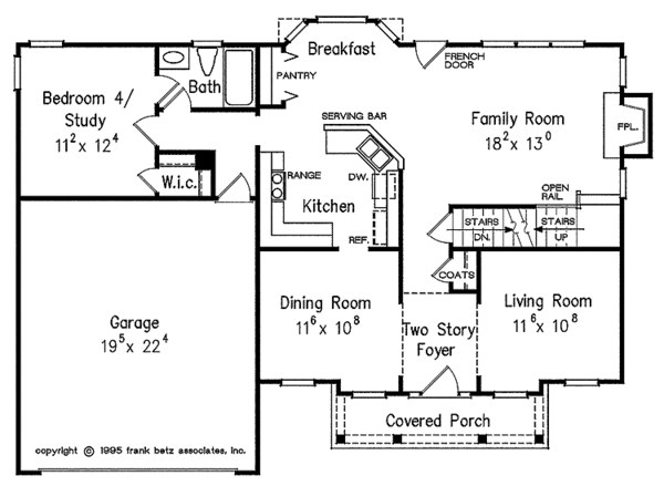 Architectural House Design - Colonial Floor Plan - Main Floor Plan #927-46