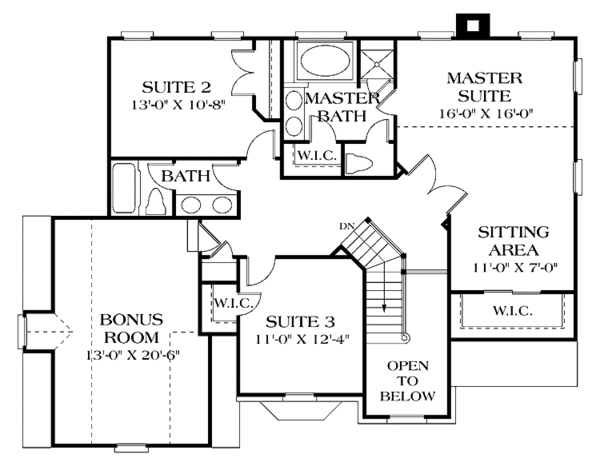 House Plan Design - Colonial Floor Plan - Upper Floor Plan #453-401