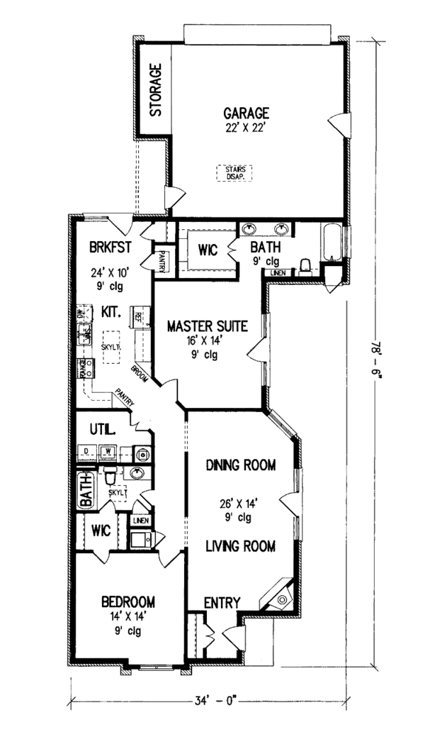 Traditional Style House Plan 2 Beds 2 Baths 1500 Sq/Ft