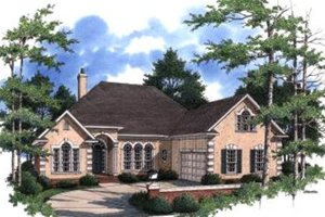 European Exterior - Front Elevation Plan #37-128