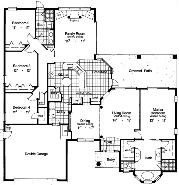 House Design - Ranch Floor Plan - Main Floor Plan #417-786