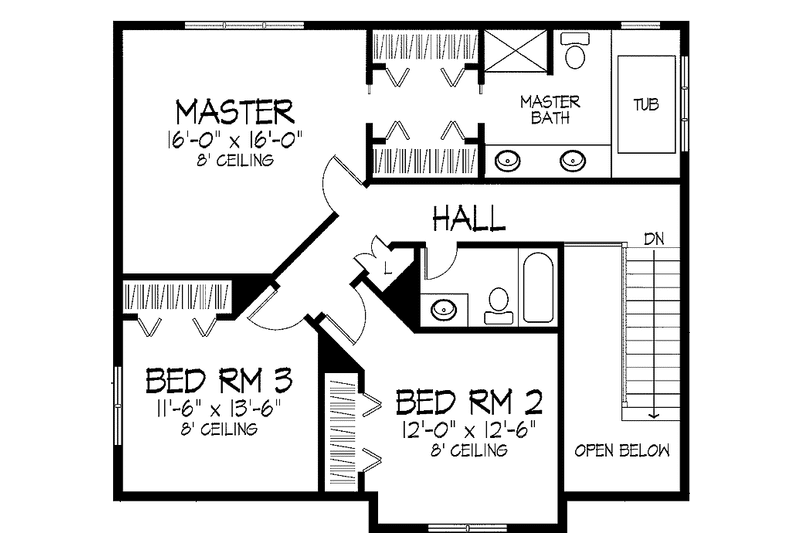 Dream House Plan - Floor Plan - Upper Floor for Traditional House Plan #51-847 - 3 bed, 2.5 bath