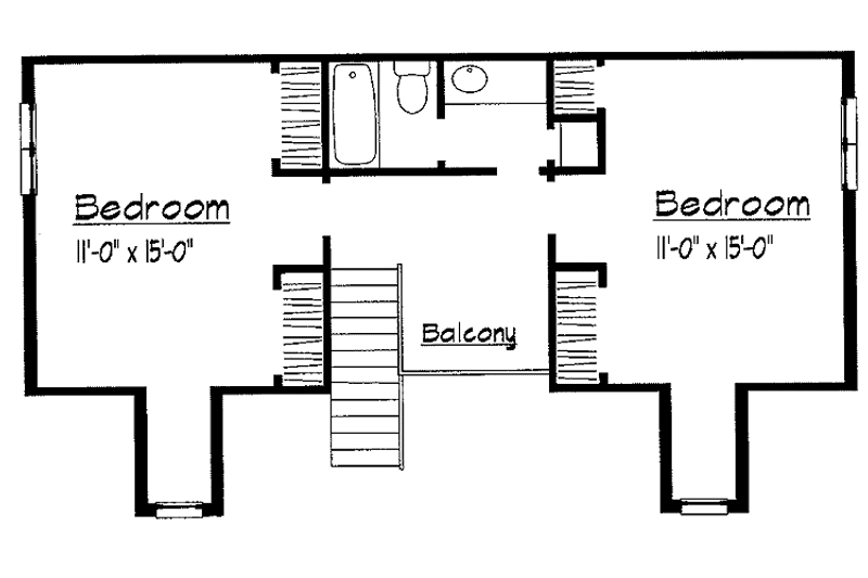 House Blueprint - Floor Plan - Upper Floor for Colonial House Plan #1051-17 - 3 bed, 2.5 bath
