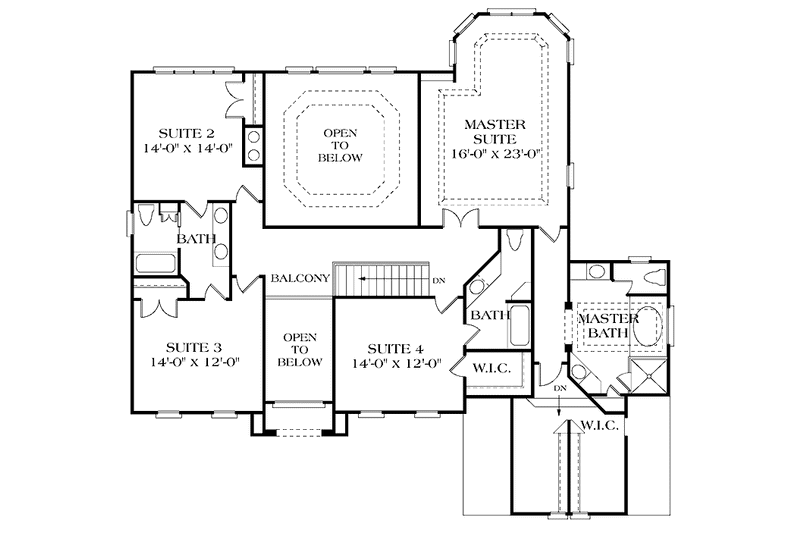 Home Plan - Floor Plan - Upper Floor for Colonial House Plan #453-173 - 4 bed, 4 bath