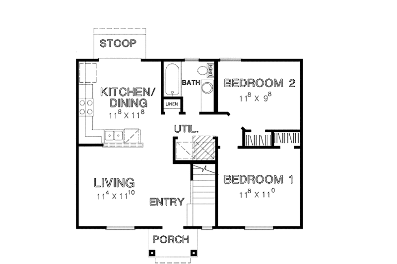 House Blueprint - Floor Plan - Main Floor for Craftsman House Plan #472-312 - 3 bed, 2 bath