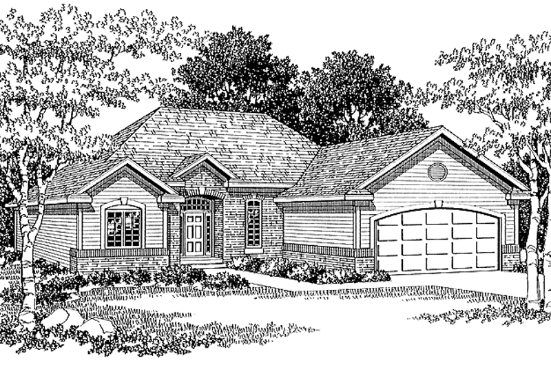 Dream House Plan - Exterior - Front Elevation 3 for Ranch House Plan #70-1329 - 3 bed, 2 bath