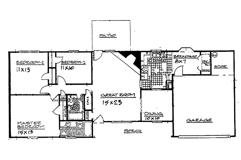 Dream House Plan - Floor Plan - Main Floor for Ranch House Plan #30-254 - 3 bed, 2 bath