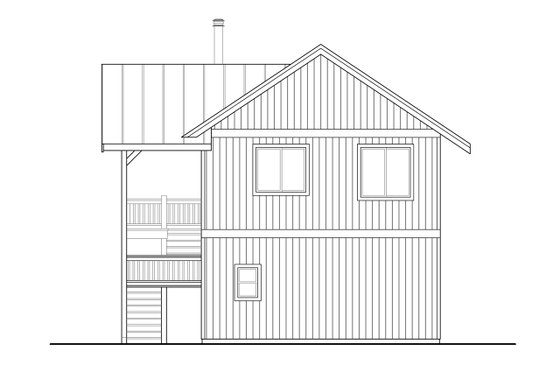 Exterior - Rear Elevation for Craftsman House Plan #124-1247 - 1 bed, 1.5 bath