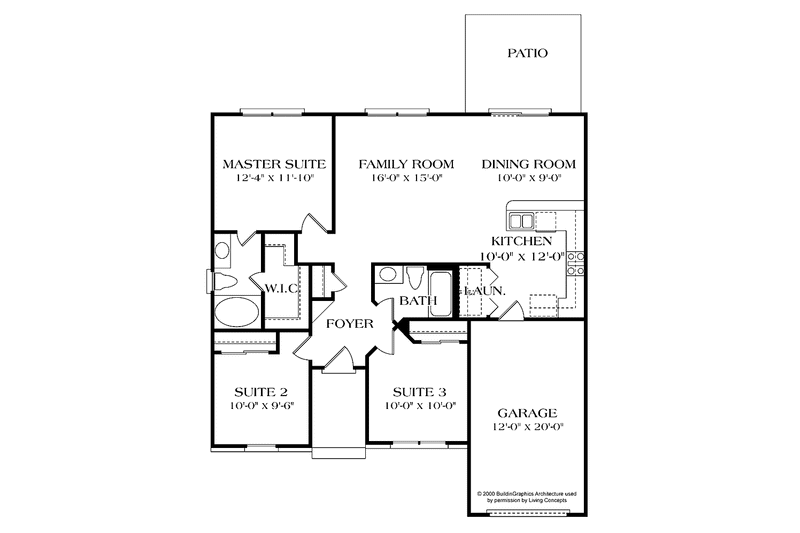 Dream House Plan - Floor Plan - Main Floor for Colonial House Plan #453-381 - 3 bed, 2 bath