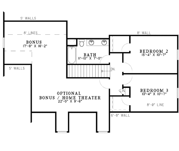 House Design - Country Floor Plan - Upper Floor Plan #17-3199