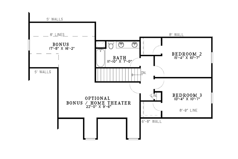 Dream House Plan - Floor Plan - Upper Floor for Country House Plan #17-3199 - 3 bed, 2.5 bath