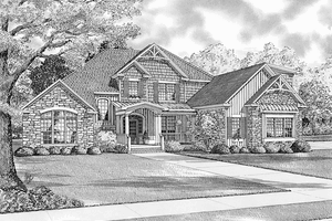 Exterior - Front Elevation 3 for Craftsman House Plan #17-3045 - 4 bed, 0 bath