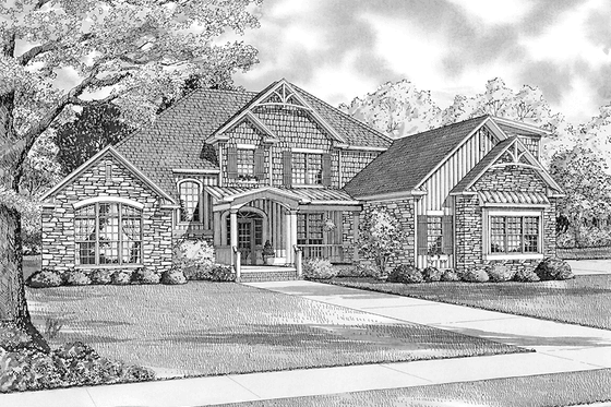 Exterior - Front Elevation 3 for Craftsman House Plan #17-3045 - 4 bed, 0 bath