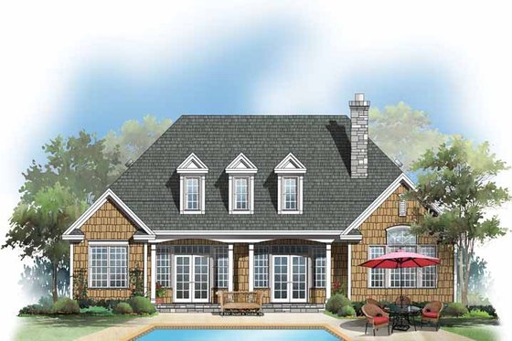 Exterior - Rear Elevation for Country House Plan #929-638 - 3 bed, 2 bath