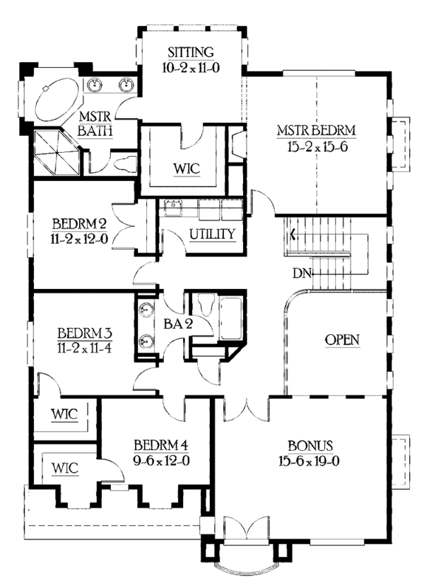 Craftsman Floor Plan - Upper Floor Plan #132-421
