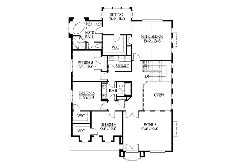 Dream House Plan - Floor Plan - Upper Floor for Craftsman House Plan #132-421 - 4 bed, 2.5 bath
