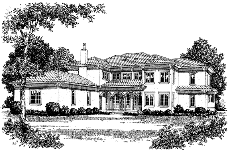 Home Plan - Exterior - Rear Elevation for Mediterranean House Plan #453-383 - 5 bed, 5.5 bath