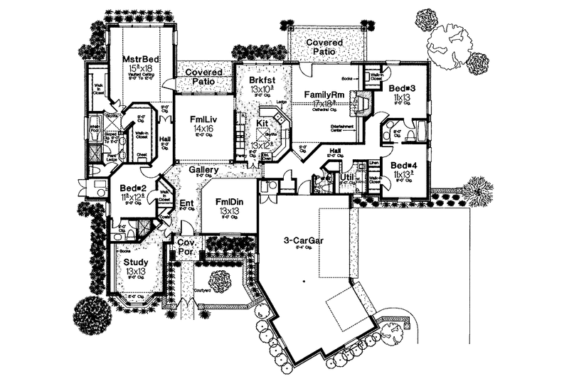 Home Plan - Floor Plan - Main Floor for Country House Plan #310-1034 - 4 bed, 3.5 bath
