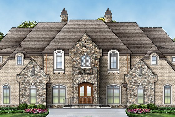 Exterior - Front Elevation 7 for European House Plan #119-423 - 6 bed, 6.5 bath