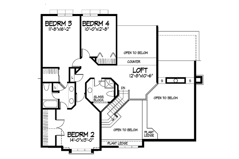 Architectural House Design - Floor Plan - Upper Floor for Contemporary House Plan #320-671 - 4 bed, 3.5 bath