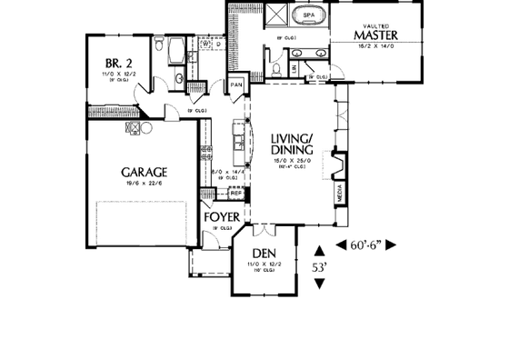 Floor Plan - Main Floor for European House Plan #48-282 - 2 bed, 2 bath