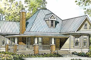 Exterior - Front Elevation 3 for Country House Plan #140-164 - 2 bed, 2 bath