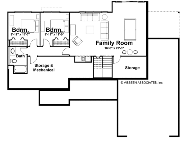 Architectural House Design - Craftsman Floor Plan - Lower Floor Plan #928-135
