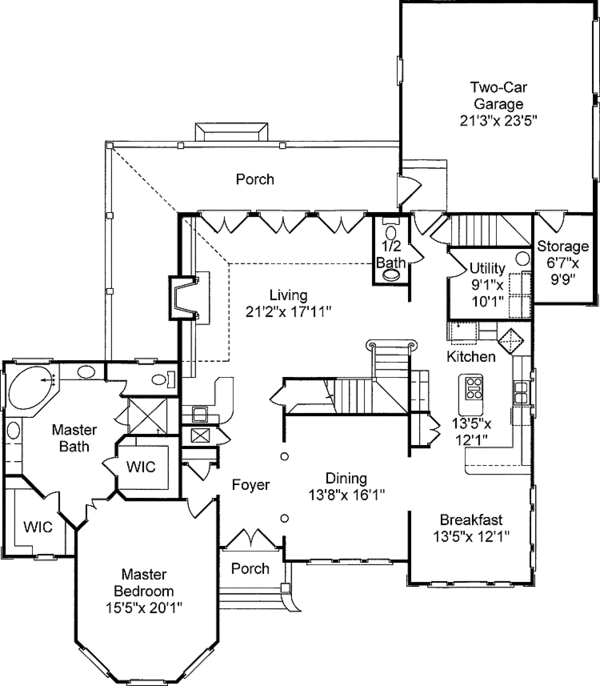 Home Plan - Adobe / Southwestern Floor Plan - Main Floor Plan #37-273