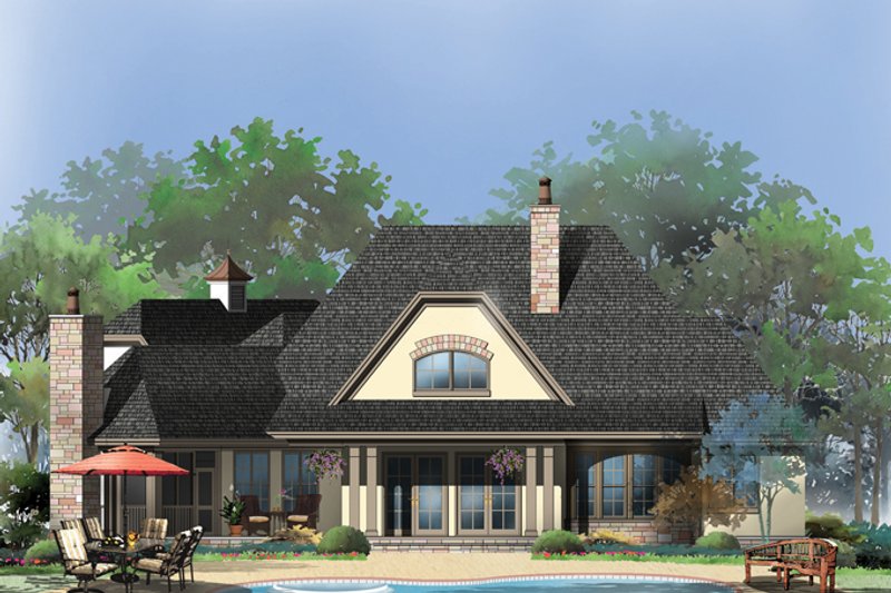 Dream House Plan - Exterior - Rear Elevation 1 for European House Plan #929-950 - 3 bed, 2.5 bath
